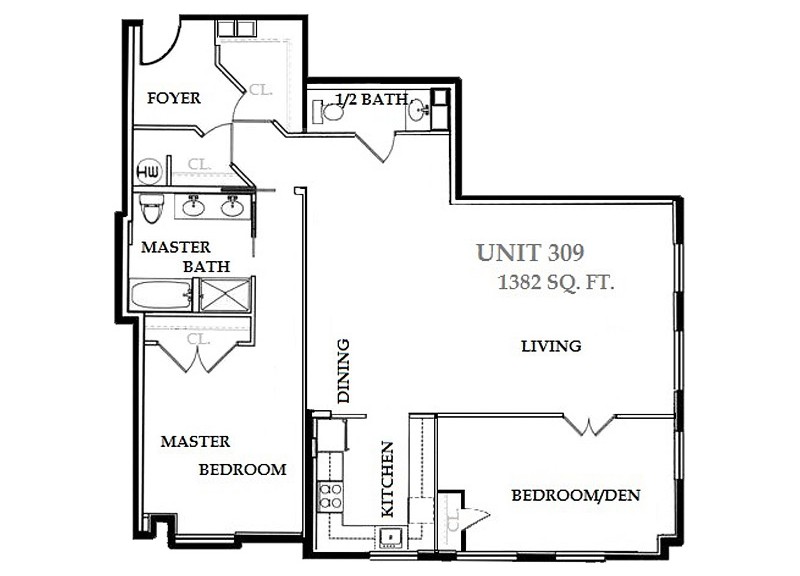 Temple Square Apartment 309 Floorplan