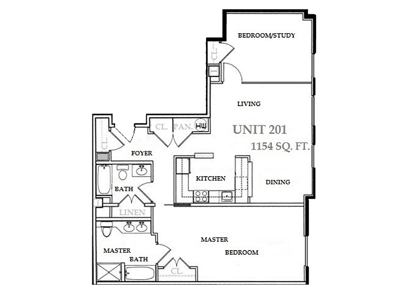 Temple Square Apartment 201 Floorplan