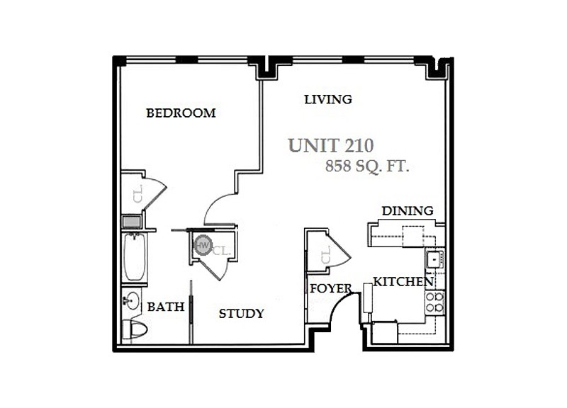 Temple Square Apartment 210 Floorplan