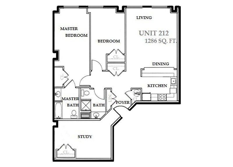 Temple Square Apartment 212 Floorplan