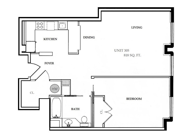 Temple Square Apartment 305 Floorplan