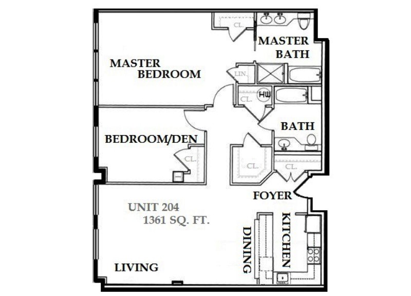 Temple Square Apartments 204 floorplan