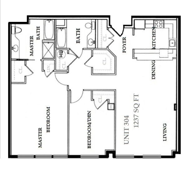 Temple Square Apartment 304 Floorplan